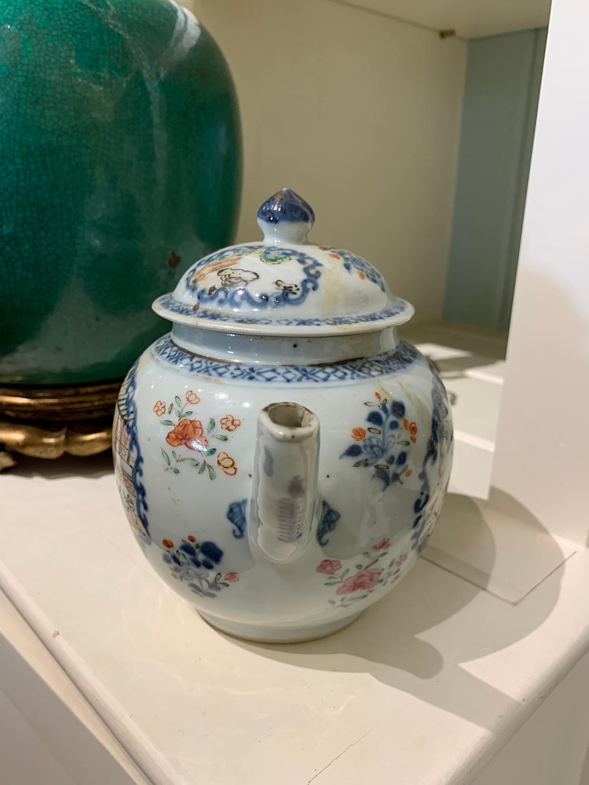 19th Century Chinese Export Chinoiserie Lidded Teapot 2