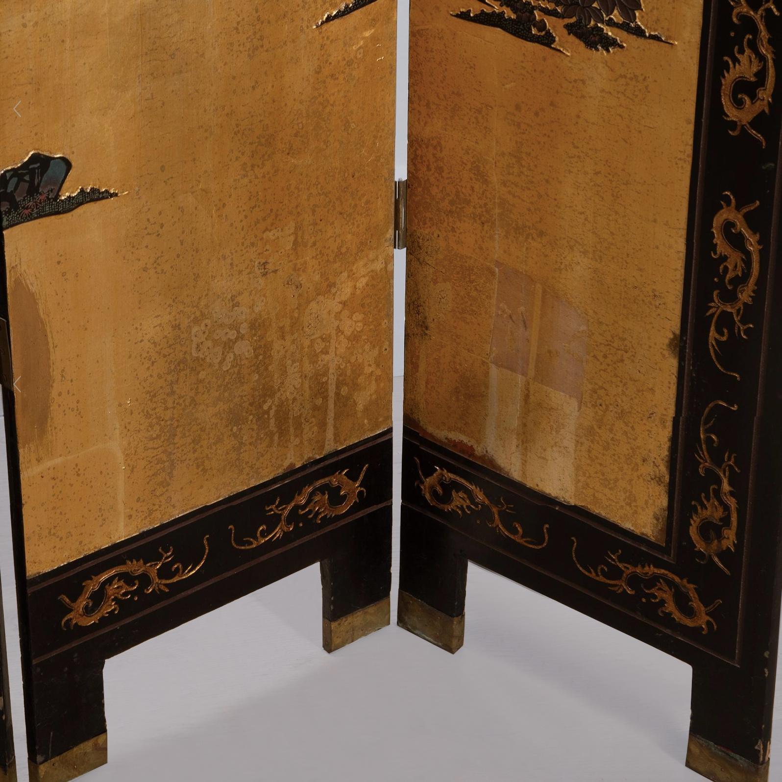 19th Century Chinese Export Coromandel Lacquer Eight-Fold Chinoiserie Screen 1