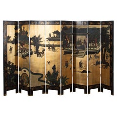 19th Century Chinese Export Coromandel Lacquer Eight-Fold Chinoiserie Screen