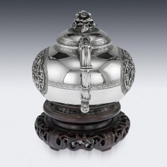 19th Century Chinese Export Exceptional Solid Silver Teapot, circa 1870