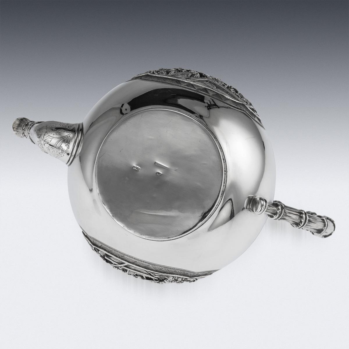 19th Century Chinese Export Exceptional Solid Silver Teapot, circa 1870 3