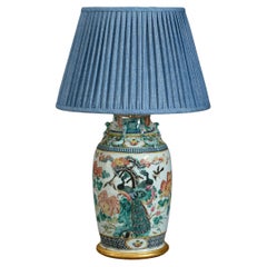 19th Century Chinese Export Famille Verte Porcelain Vase Lamp