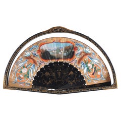 19th Century Chinese Export Gilt Lacquer Fan