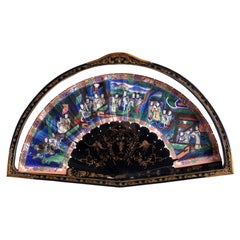 19th Century Chinese Export Gilt Lacquer Fan