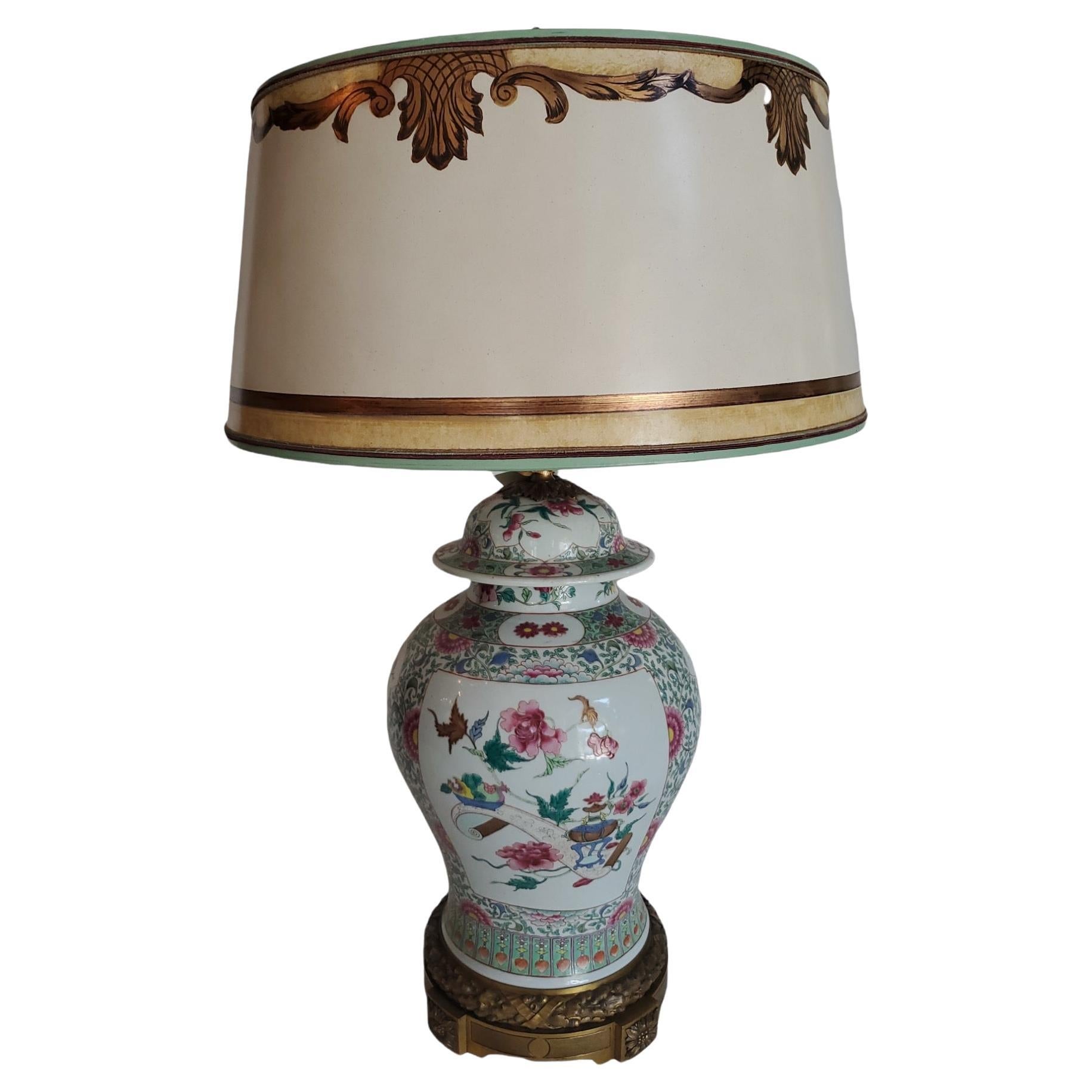 19th Century Chinese Export Ginger Jar Lamp For Sale