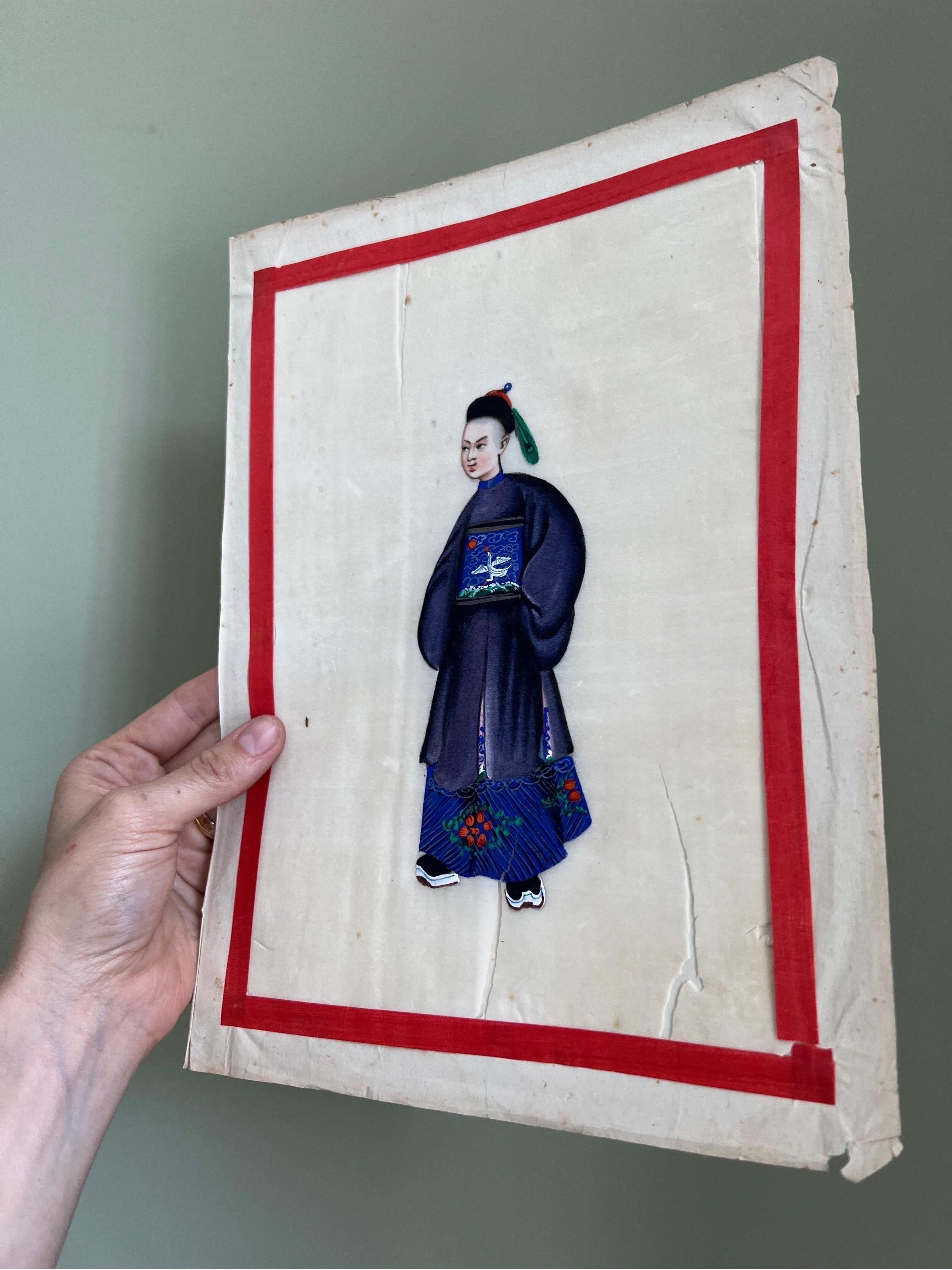 19th Century Chinese Export Gouache Portraits on Pith Paper 1