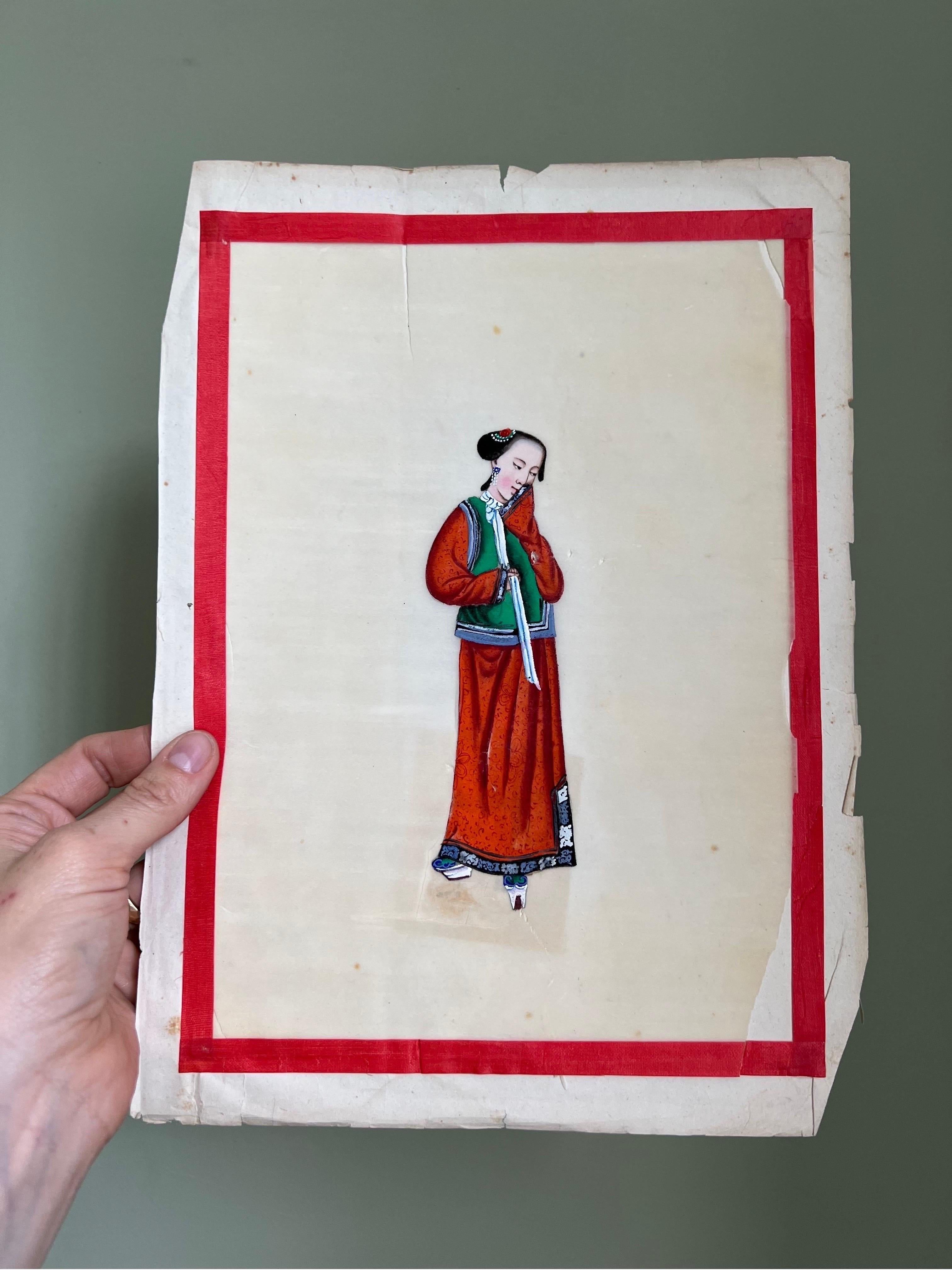 19th Century Chinese Export Gouache Portraits on Pith Paper 3