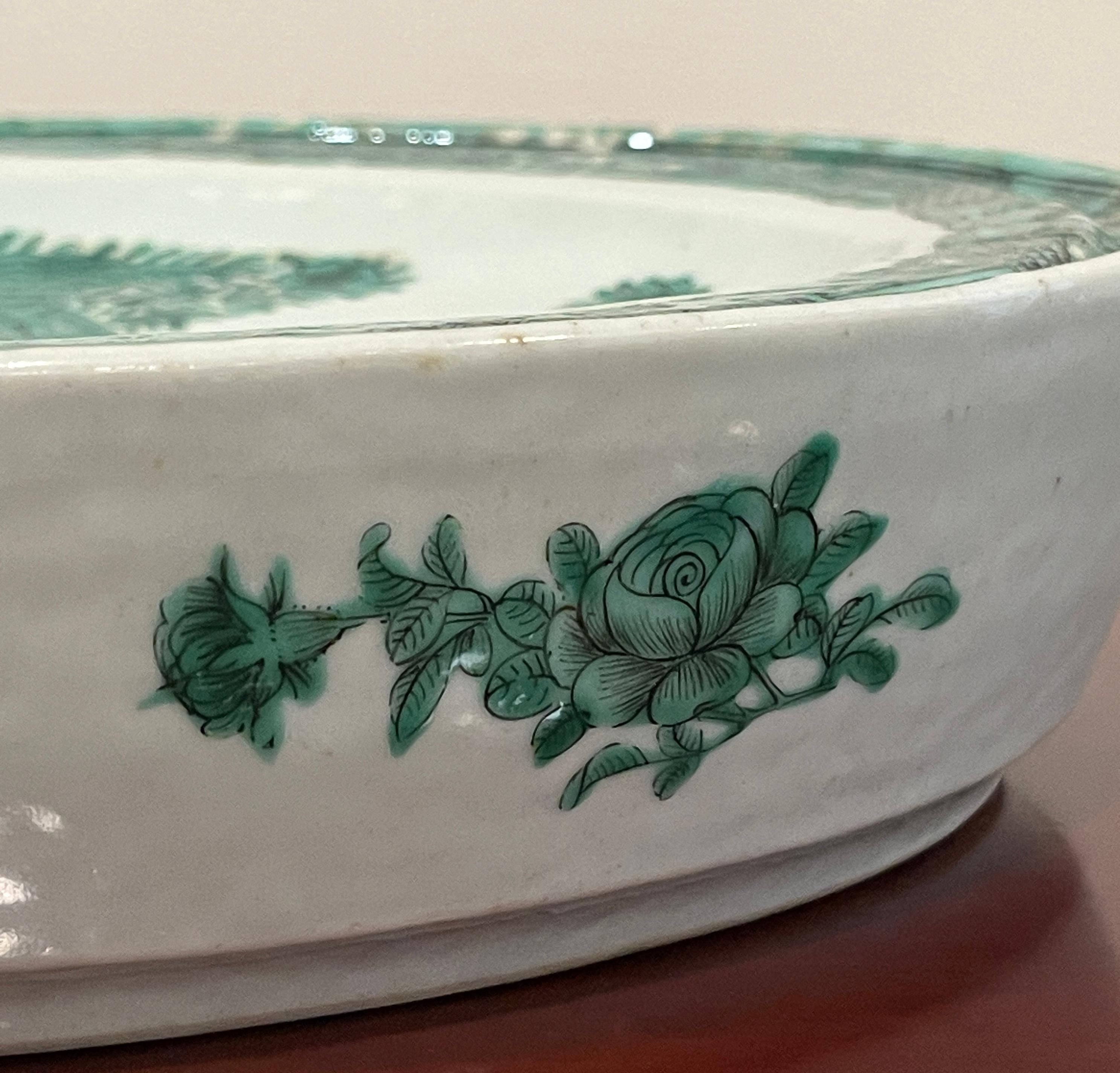 19th Century Chinese Export Green 'Fitzhugh' Hot Water Platter- Tureen * For Sale 11