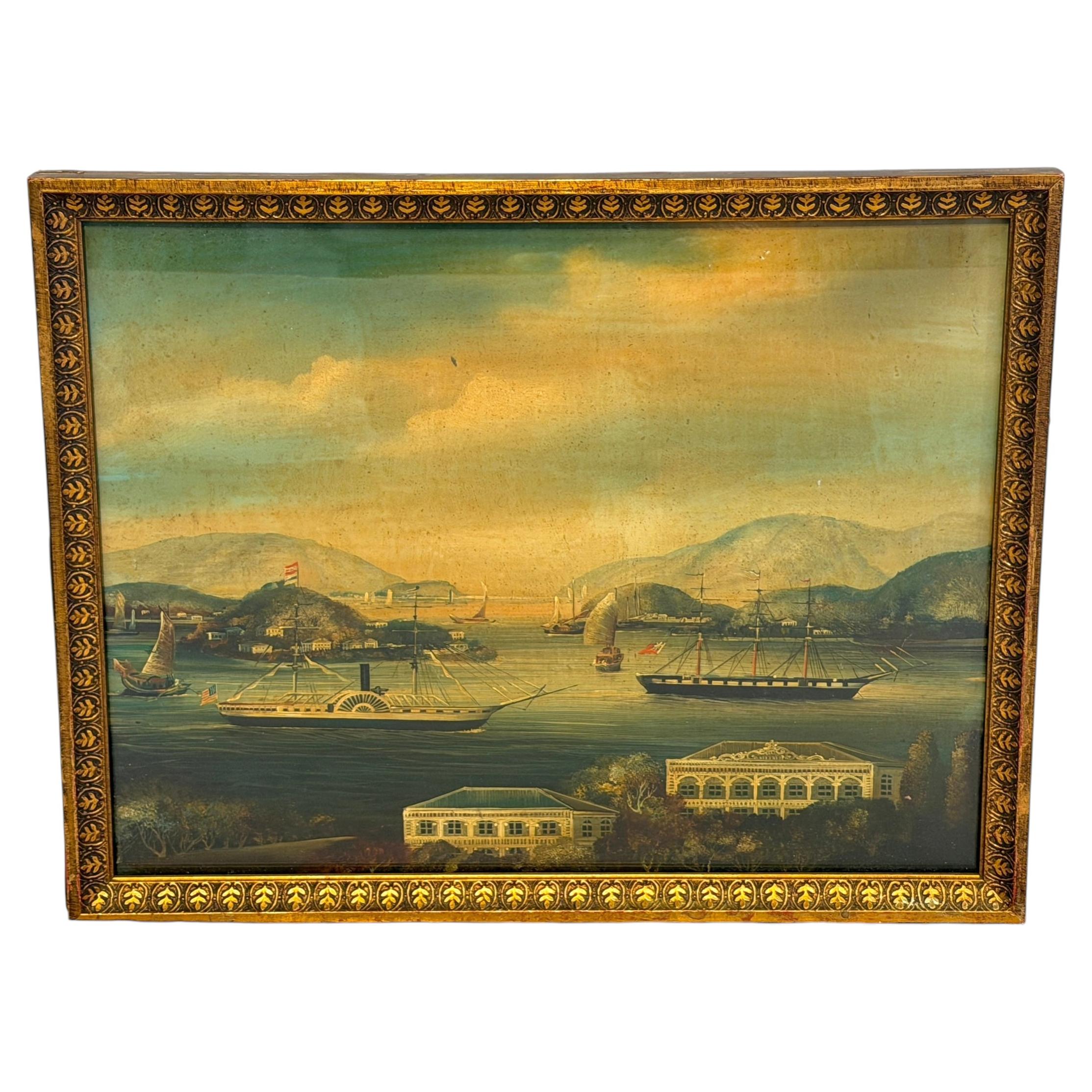 19th Century Chinese Export Harbor / Seascape Paintings