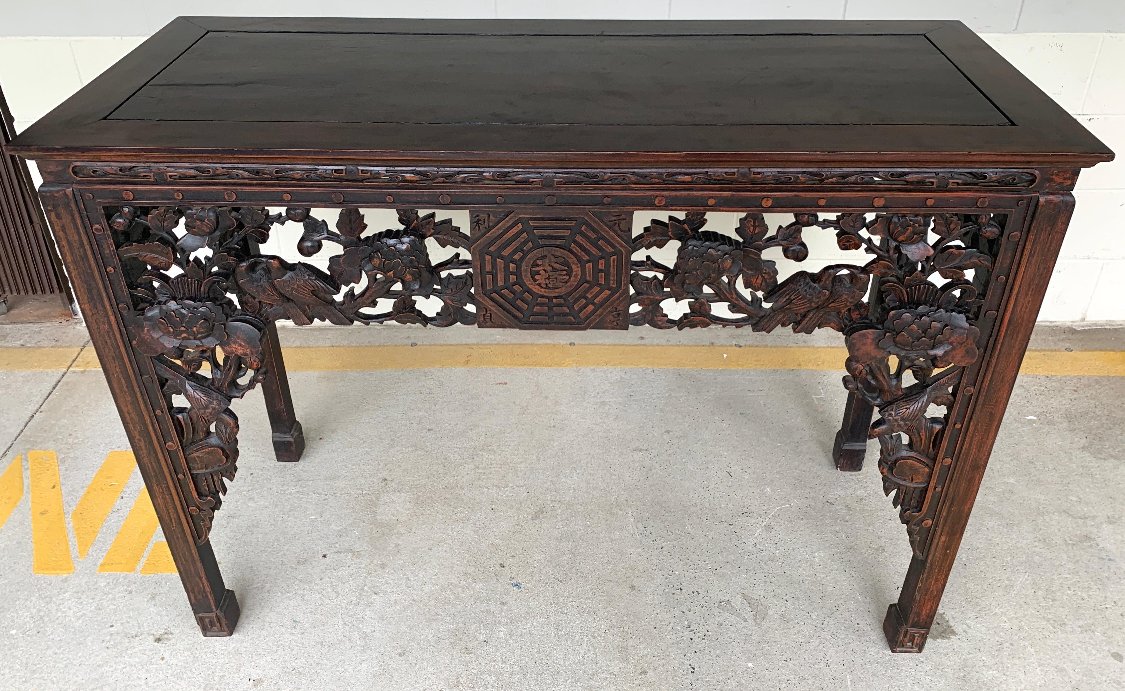 Hand-Carved 19th Century Chinese Export Hardwood Altar Table