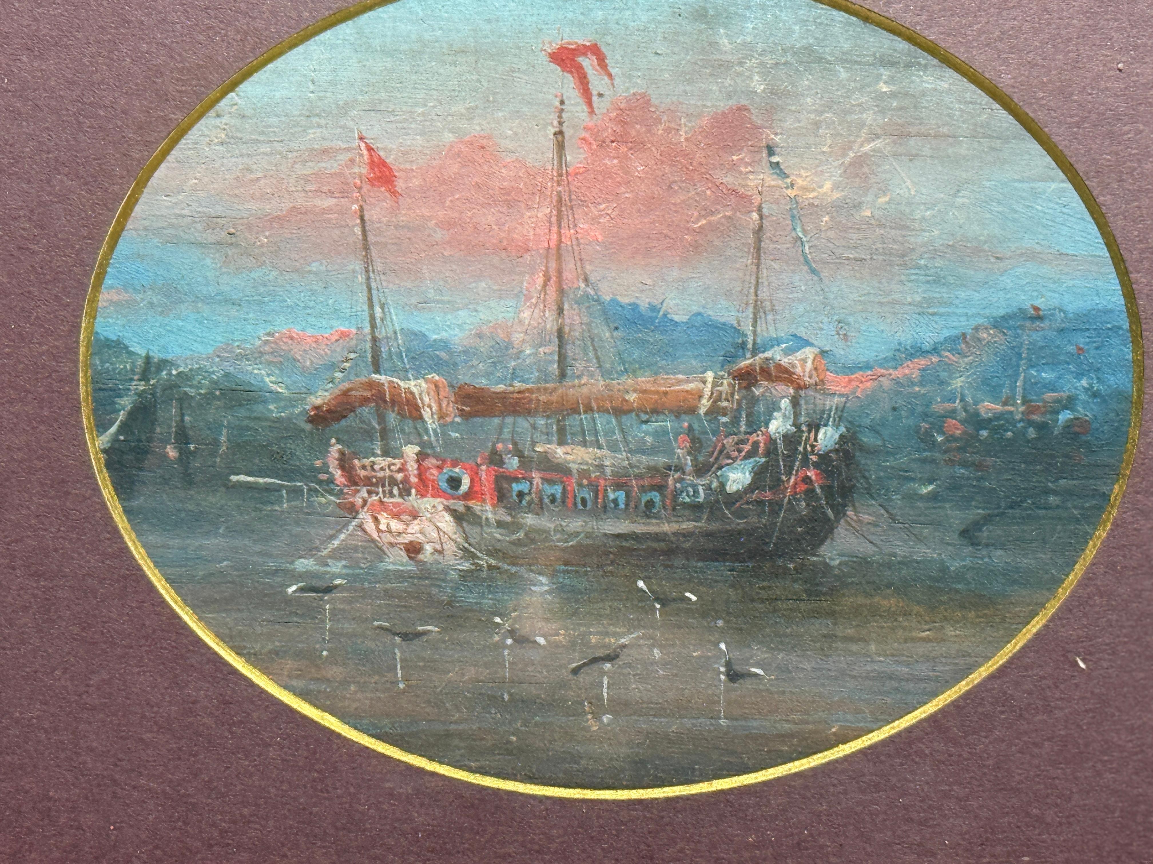 19. Jahrhundert, Chinesisches Export Junk Ship Maritime Gemälde im Angebot 2