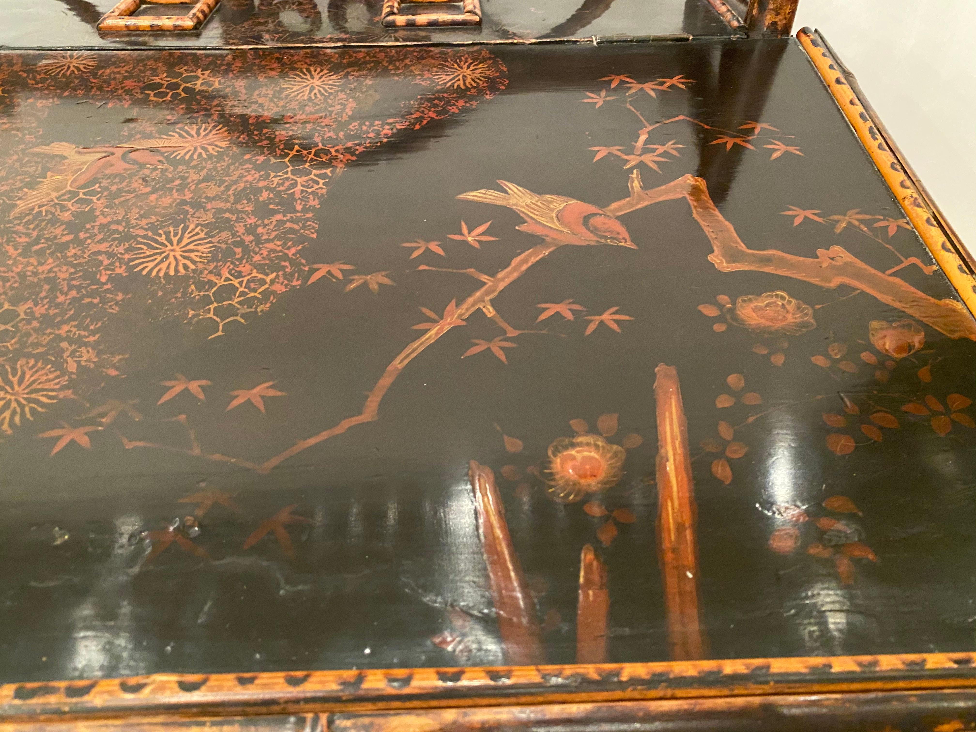 Late Meiji Period Japanese Export Lacquer Bamboo Desk, circa 1900s 2