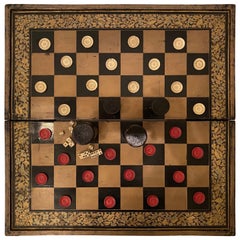 19th Century Chinese Export Lacquer Chess and Backgammon Board