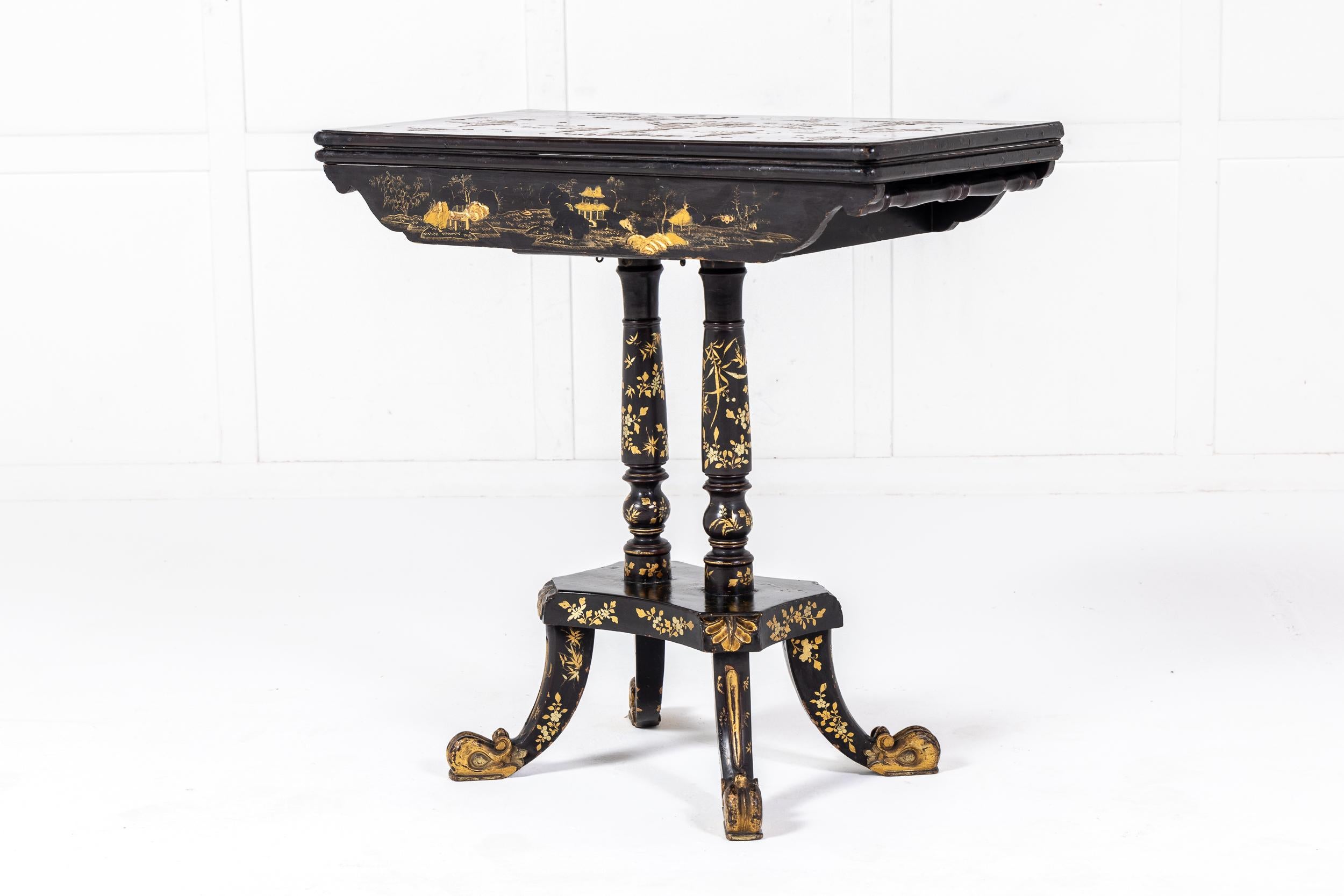 19th Century Chinese Export Lacquer Games Table For Sale 7