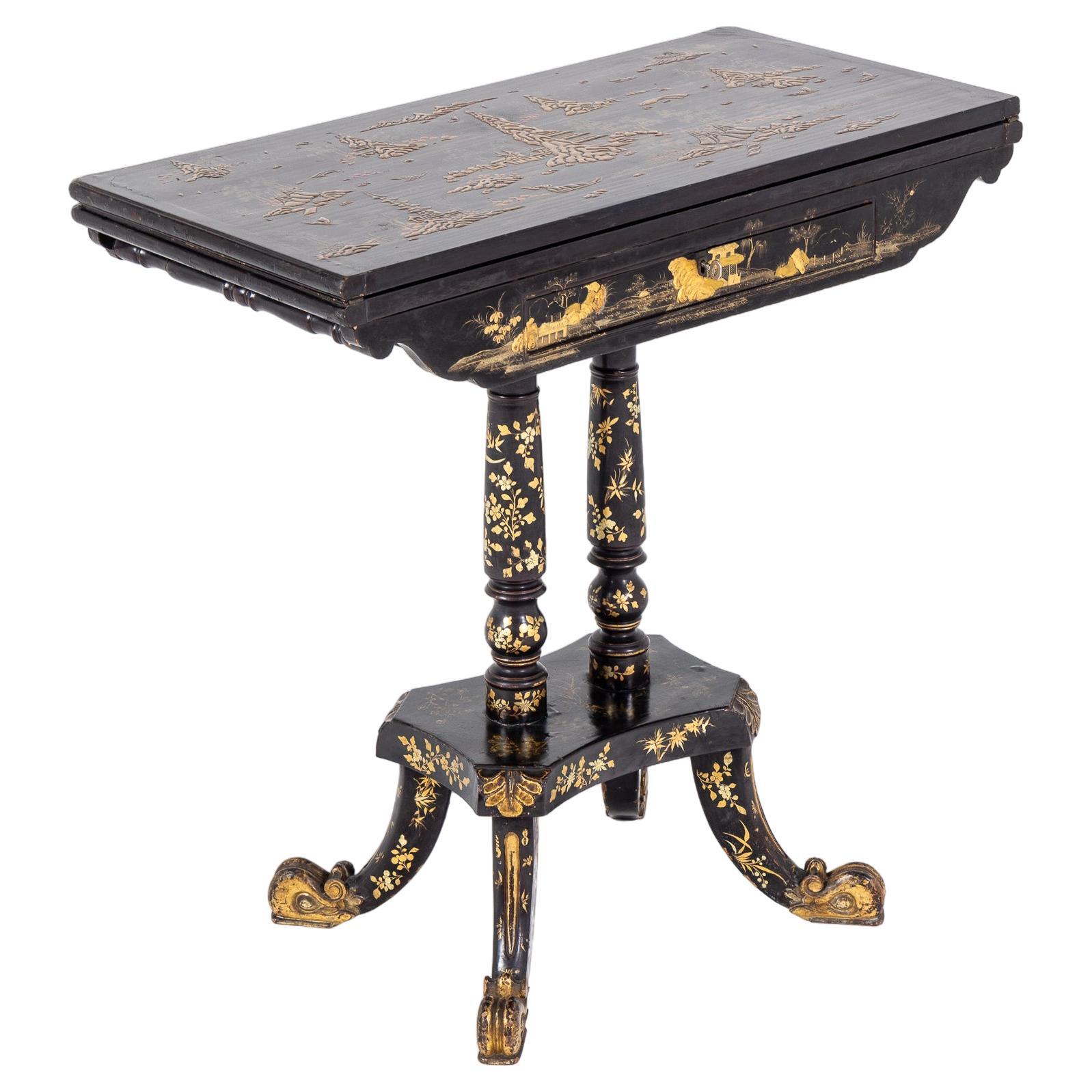 19th Century Chinese Export Lacquer Games Table For Sale