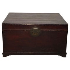 19th Century Chinese Export Leather Trunk on Stand