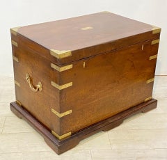 19th Century Chinese Export Mahogany and Brass Chest Trunk / End Table