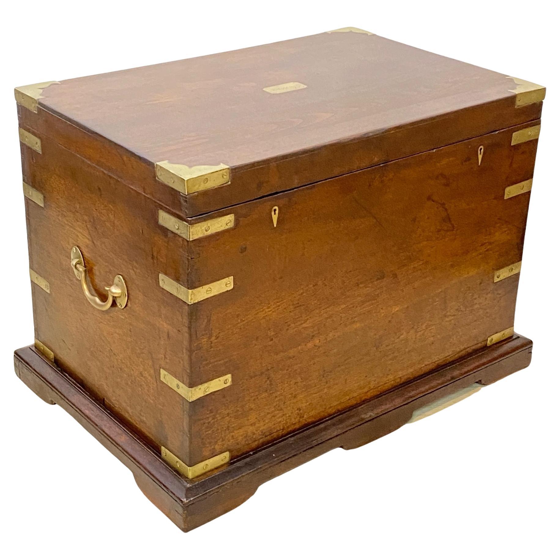 19th Century Chinese Export Mahogany and Brass Chest Trunk / End Table