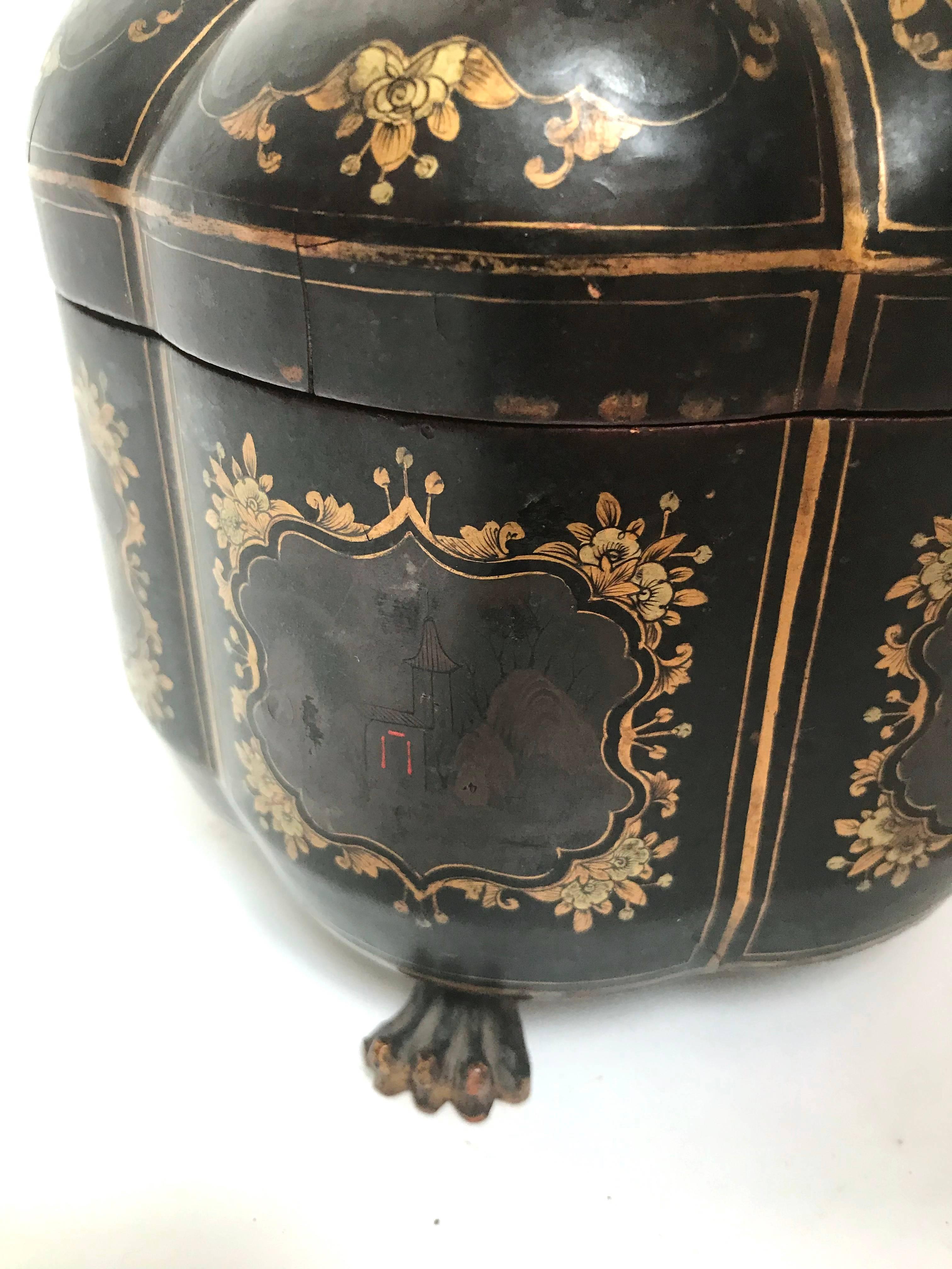 19th Century Chinese Export Melon Form Tea Caddy 3