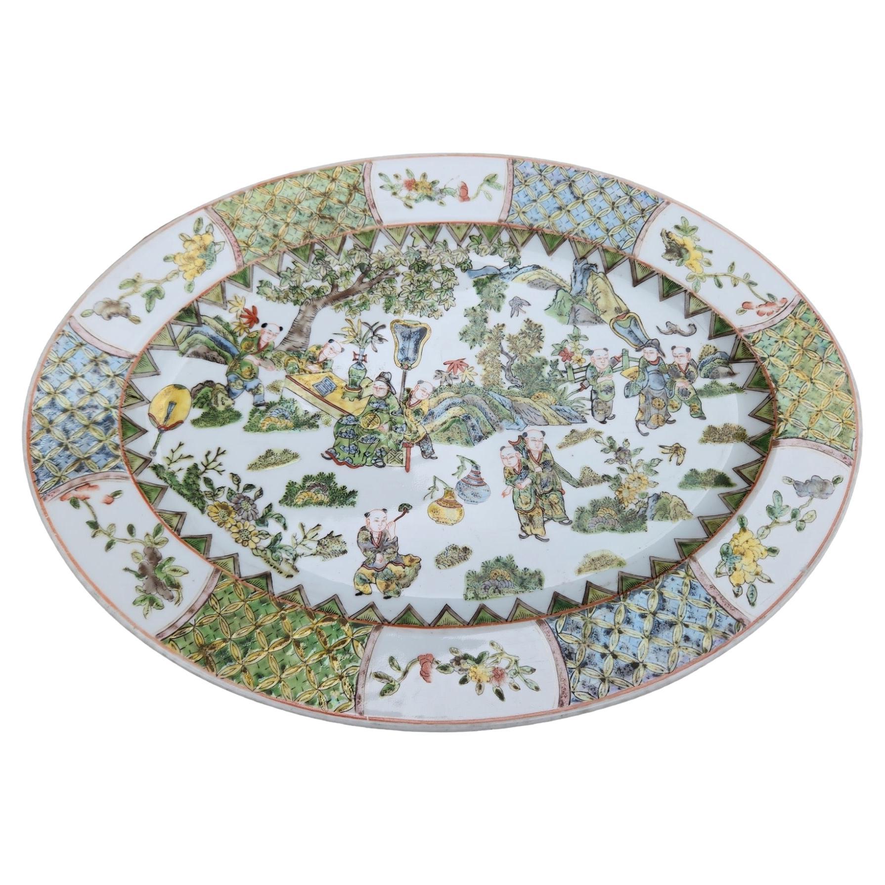 19th Century Chinese Export Oval Platter For Sale