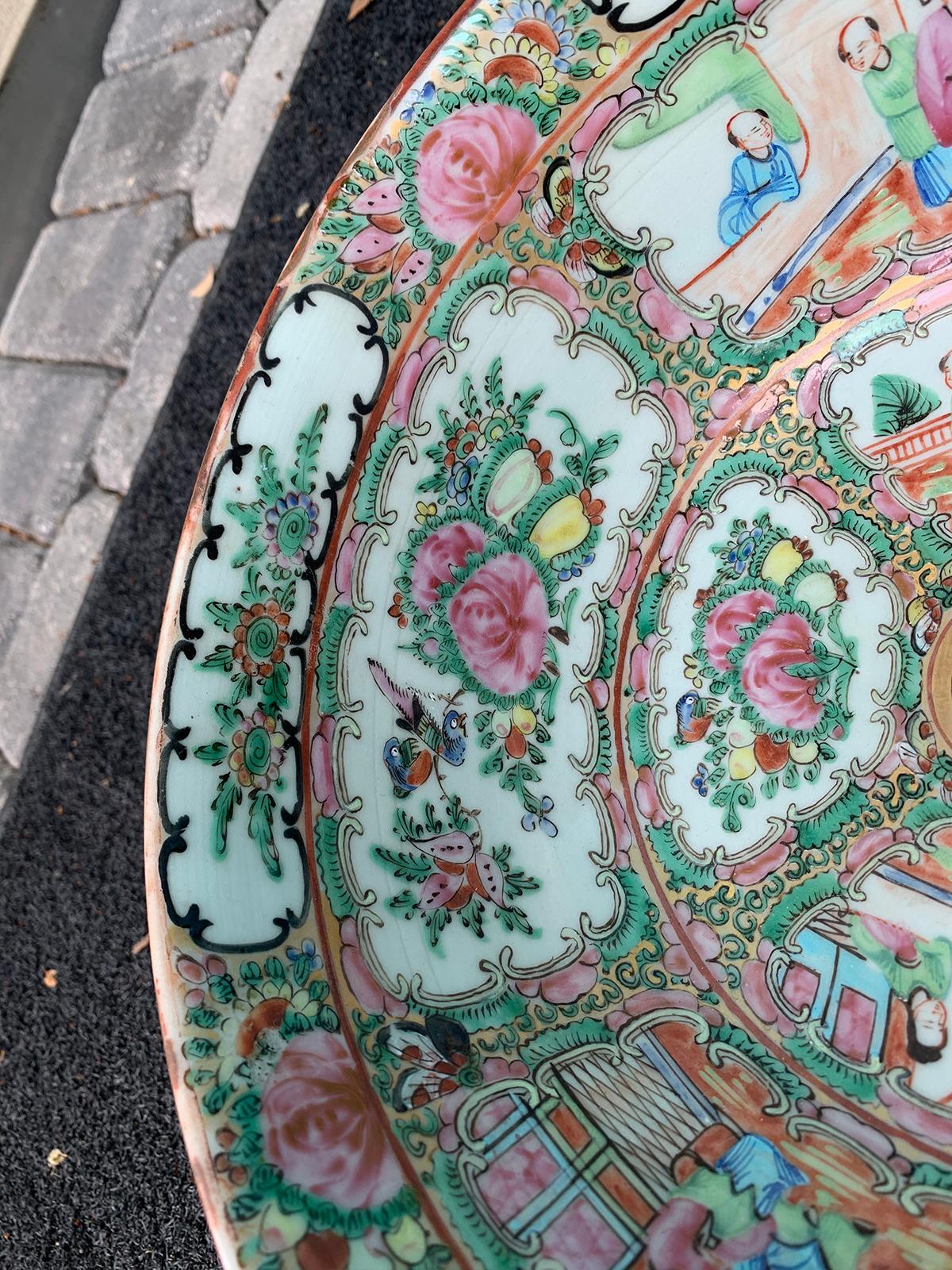 19th Century Chinese Export Rose Medallion Enameled Porcelain Punch Bowl 5