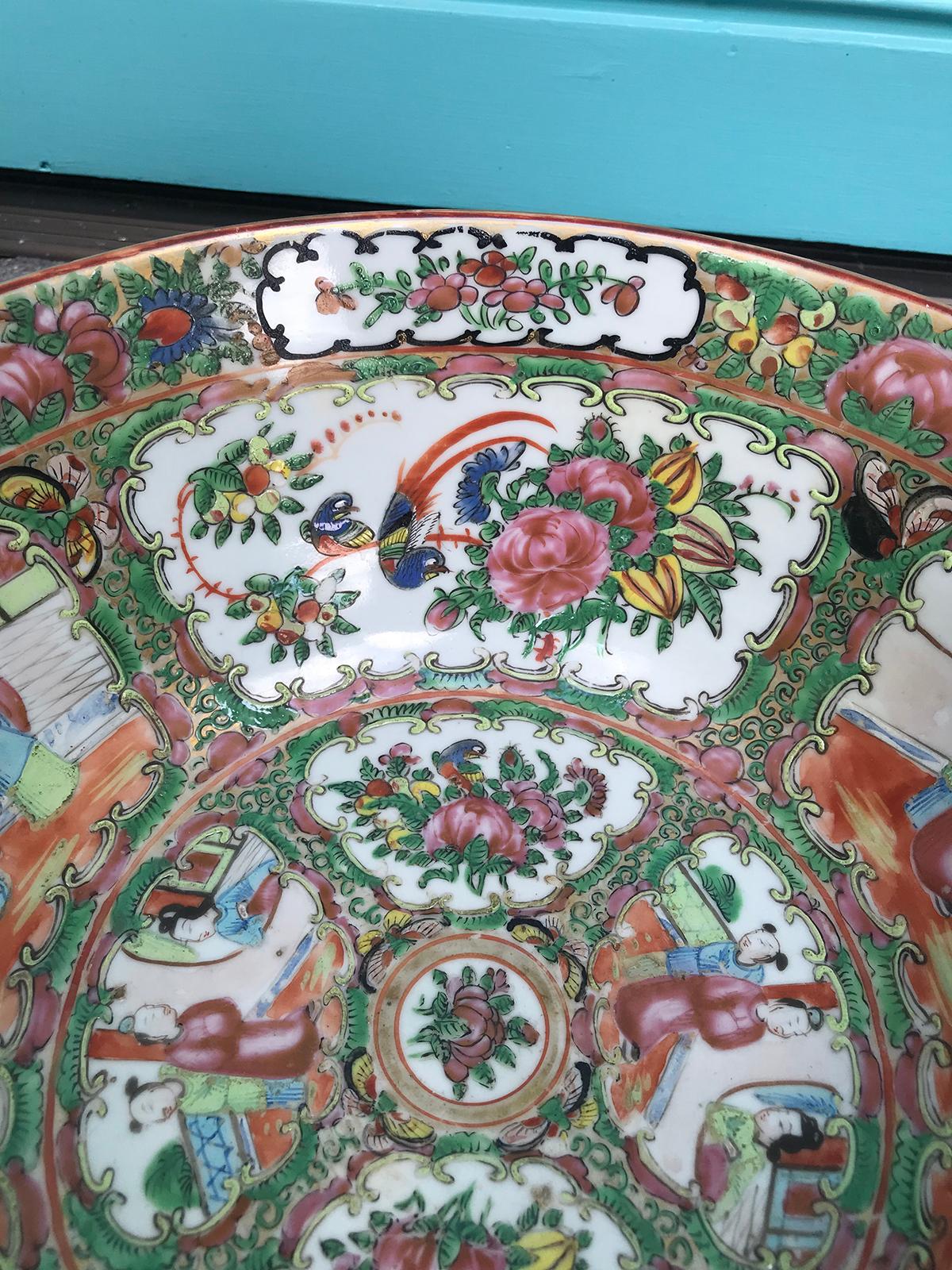 19th Century Chinese Export Rose Medallion Punch Bowl 1