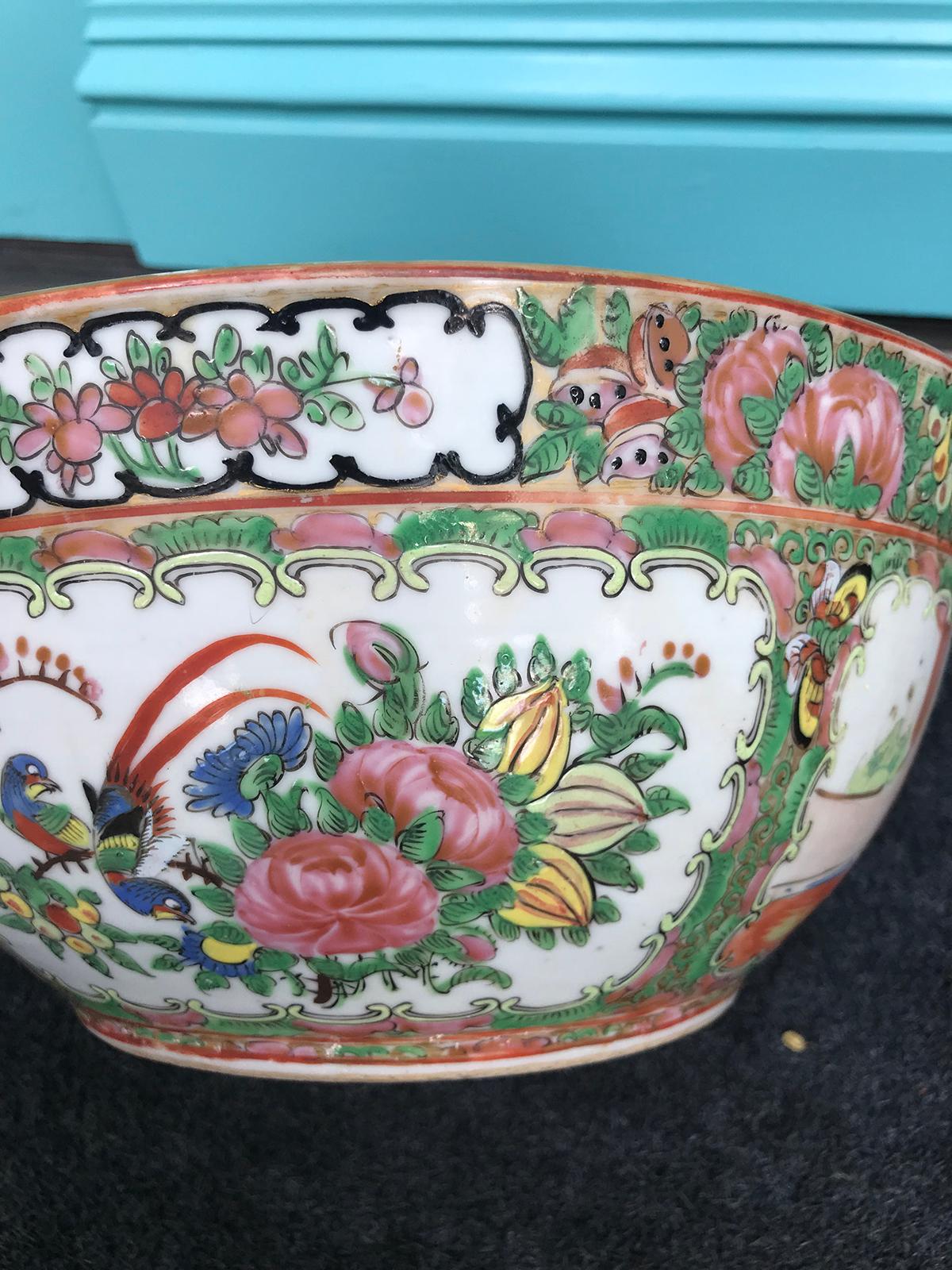 19th Century Chinese Export Rose Medallion Punch Bowl 3
