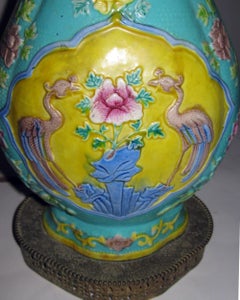 19th Century Chinese Export Royal Crane Vase Table Lamp