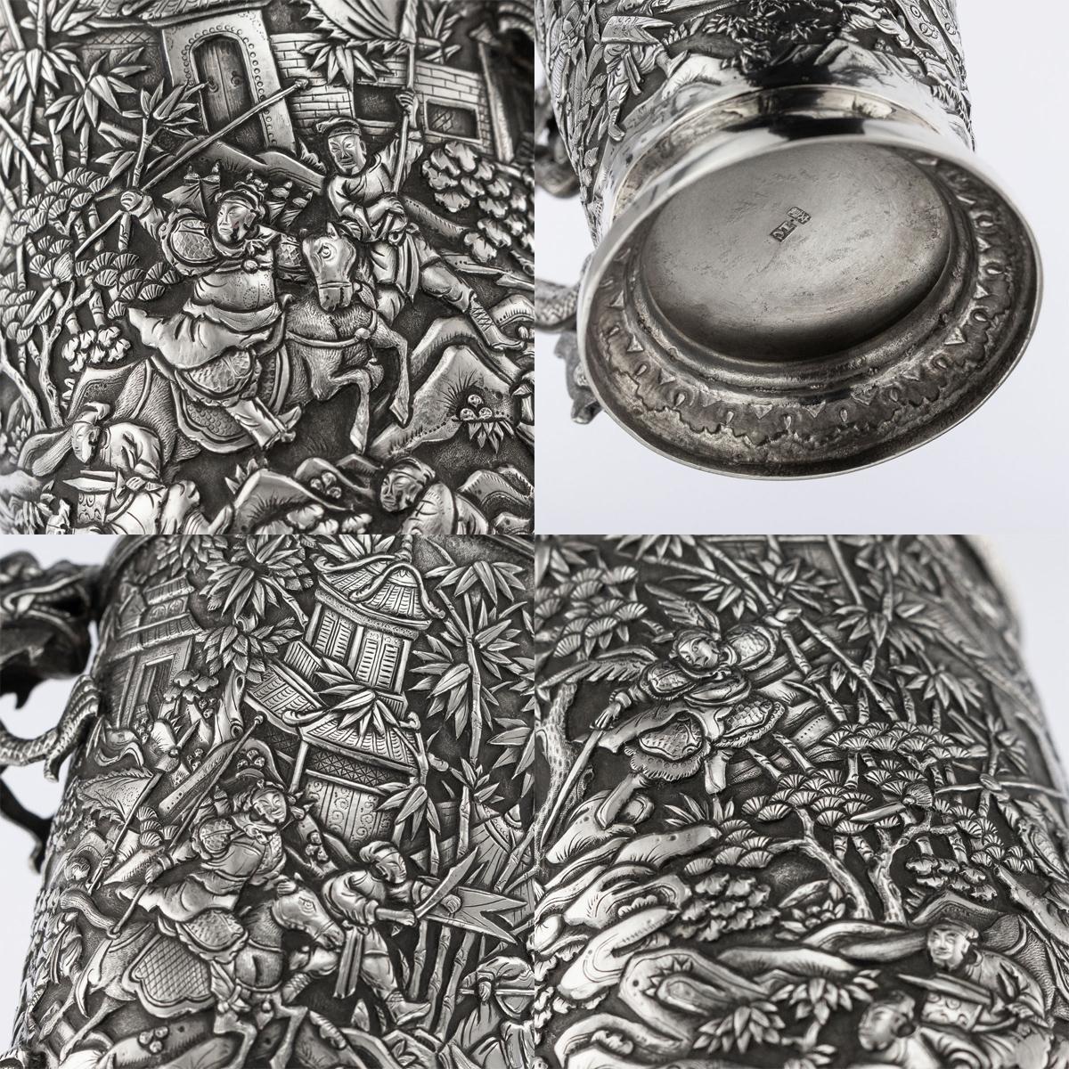 19th Century Chinese Export Silver Battle Scene Mug, Leeching, circa 1870 7