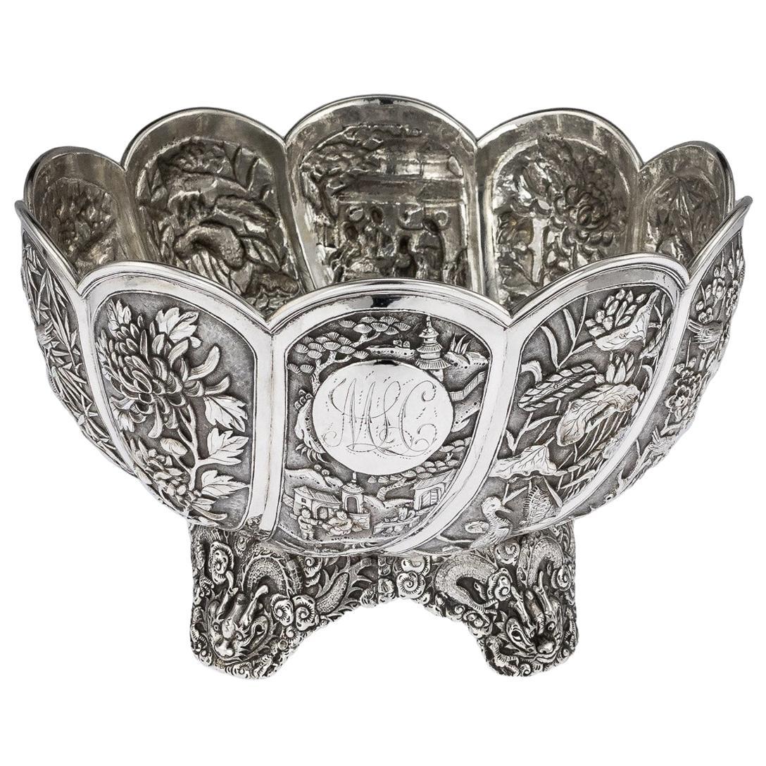 19th Century Chinese Export Silver Bowl, Hung Chong, Shanghai, circa 1890