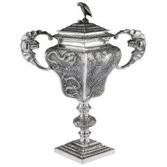 19th Century Chinese Export Silver Cup & Cover by Kwong Hing Loong, circa 1890