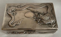 19th Century Chinese Export Silver Dragon Cigar Box