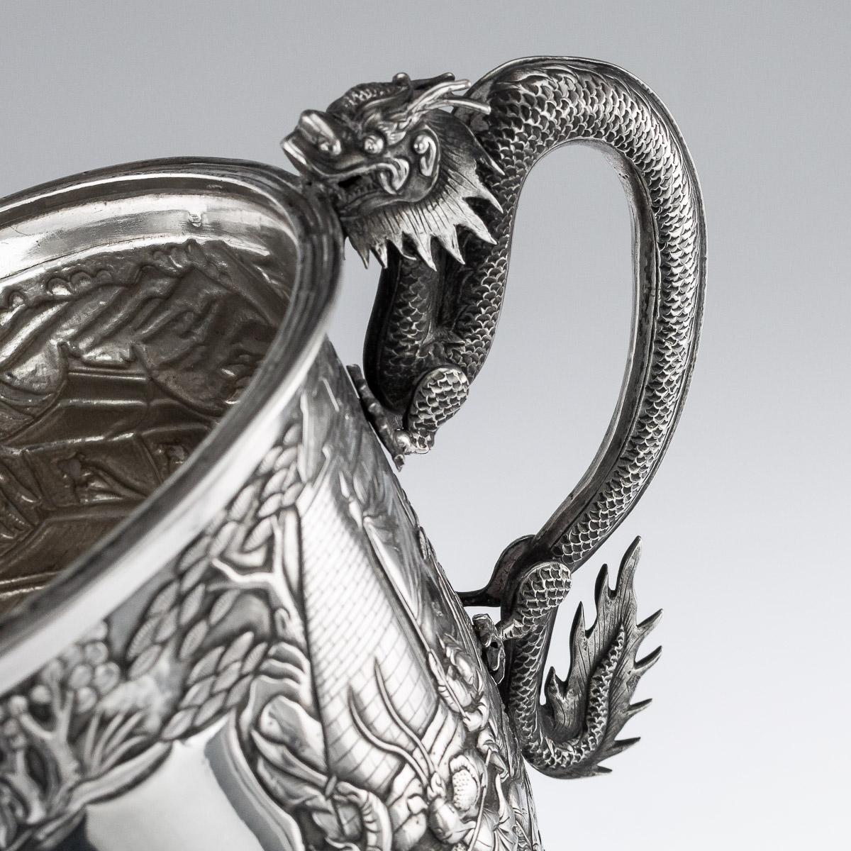 19th Century Chinese Export Silver Two-Handle Cup & Cover, Lee Ching, circa 1860 12
