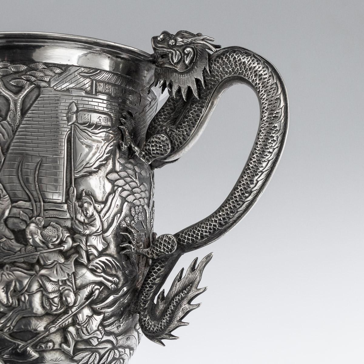 19th Century Chinese Export Silver Two-Handle Cup & Cover, Lee Ching, circa 1860 13