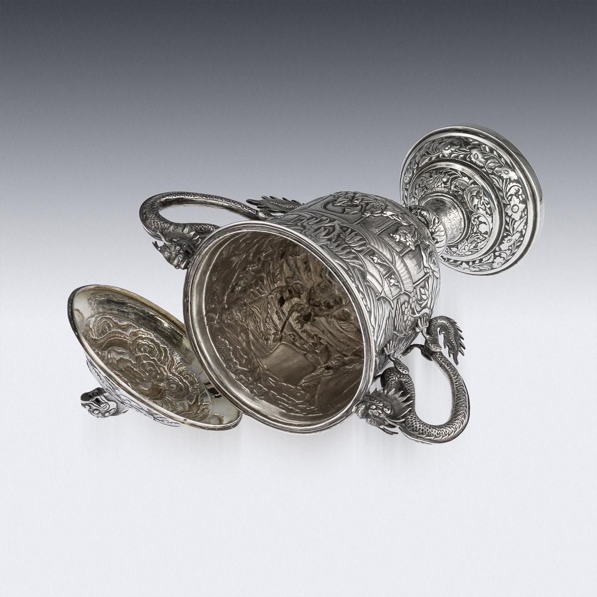 19th Century Chinese Export Silver Two-Handle Cup & Cover, Lee Ching, circa 1860 3