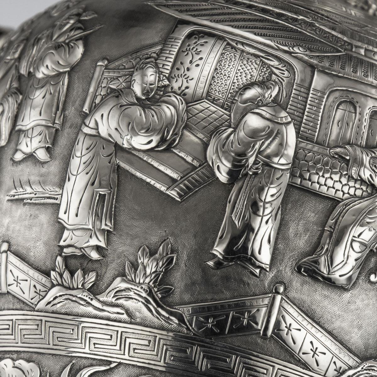 Coupe et couvercle à deux anses en argent d'exportation chinois du XIXe siècle, Luen Wo, vers 1880 en vente 7