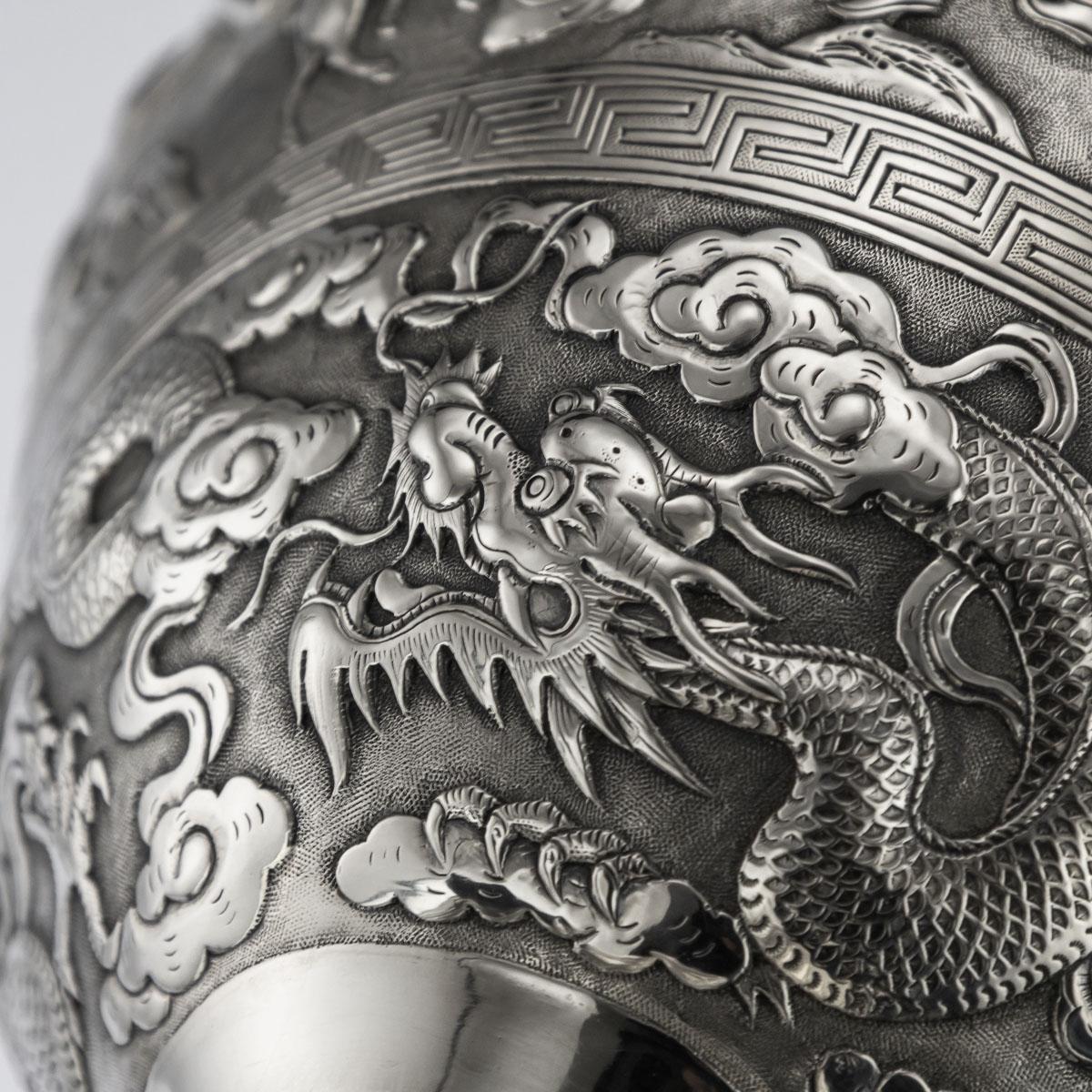 19th Century Chinese Export Silver Two-Handle Cup & Cover, Luen Wo, circa 1880 12