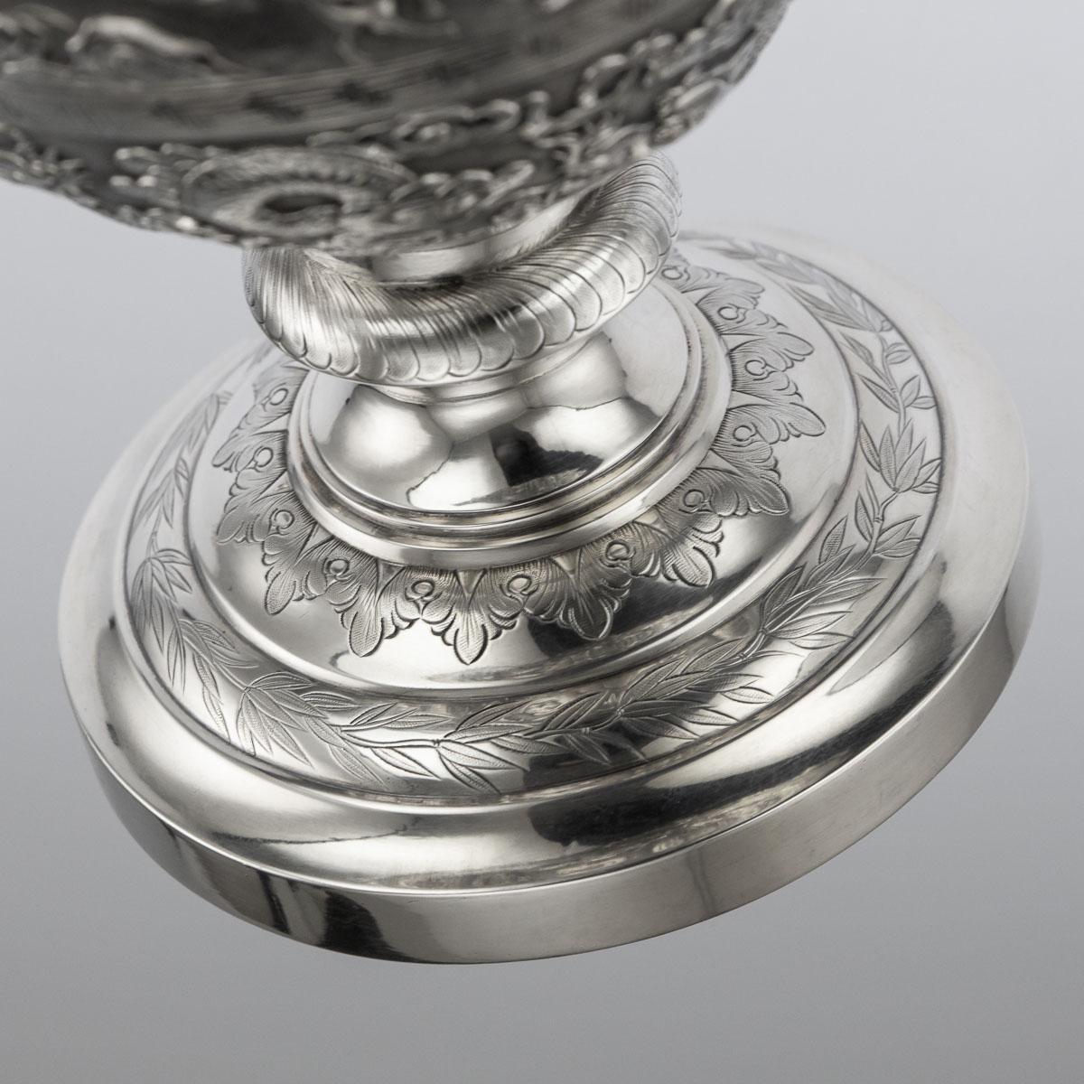 Coupe et couvercle à deux anses en argent d'exportation chinois du XIXe siècle, Luen Wo, vers 1880 en vente 10