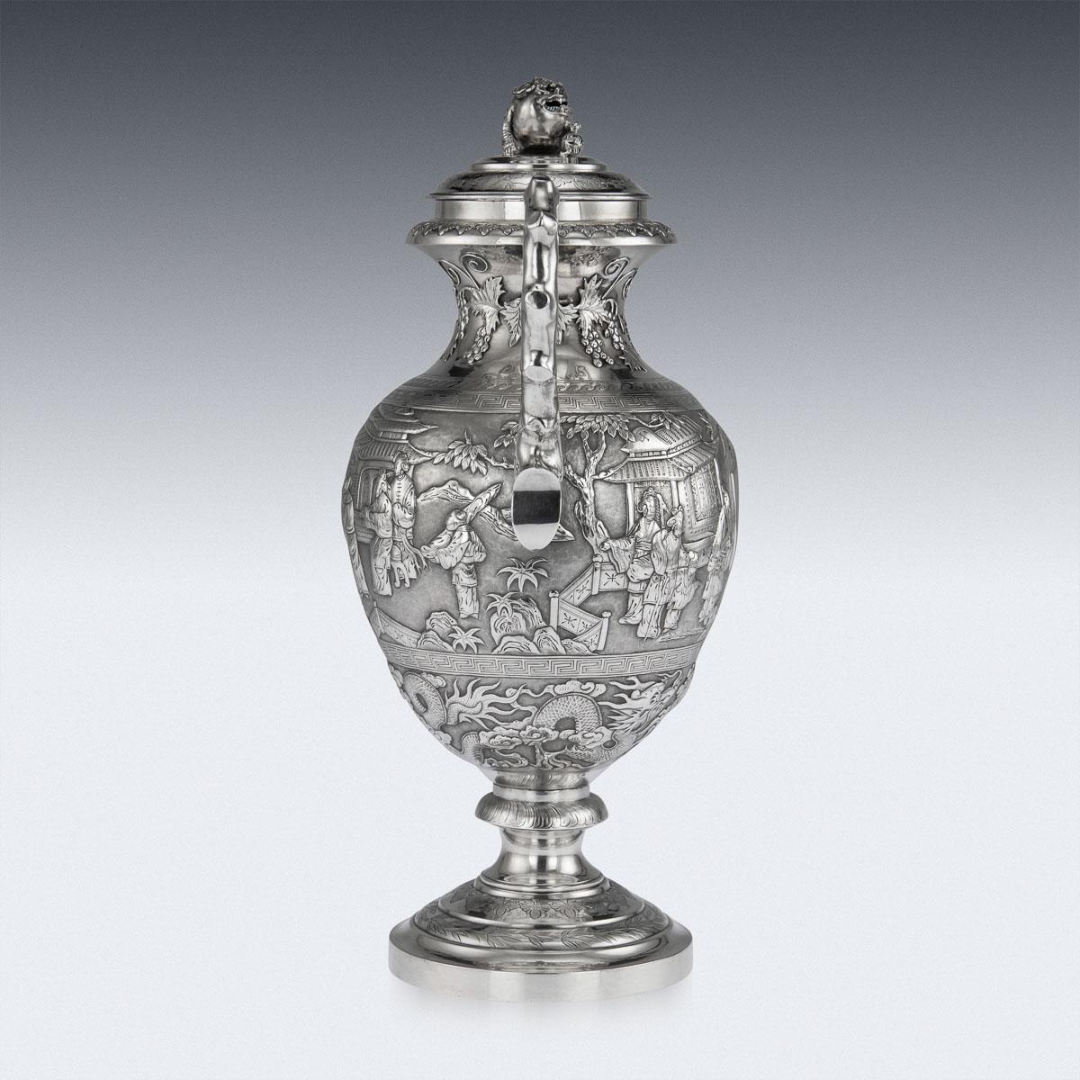 19th Century Chinese Export Silver Two-Handle Cup & Cover, Luen Wo, circa 1880 1