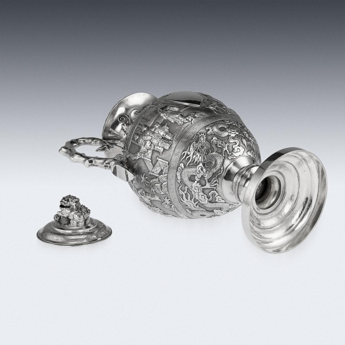 19th Century Chinese Export Silver Two-Handle Cup & Cover, Luen Wo, circa 1880 2