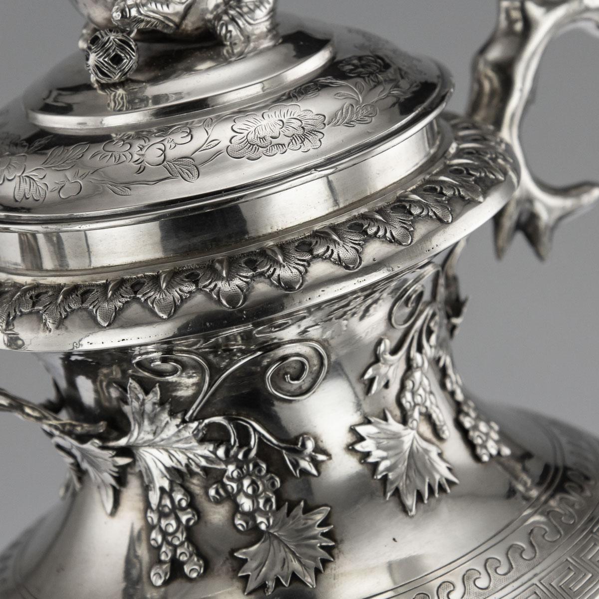 19th Century Chinese Export Silver Two-Handle Cup & Cover, Luen Wo, circa 1880 5