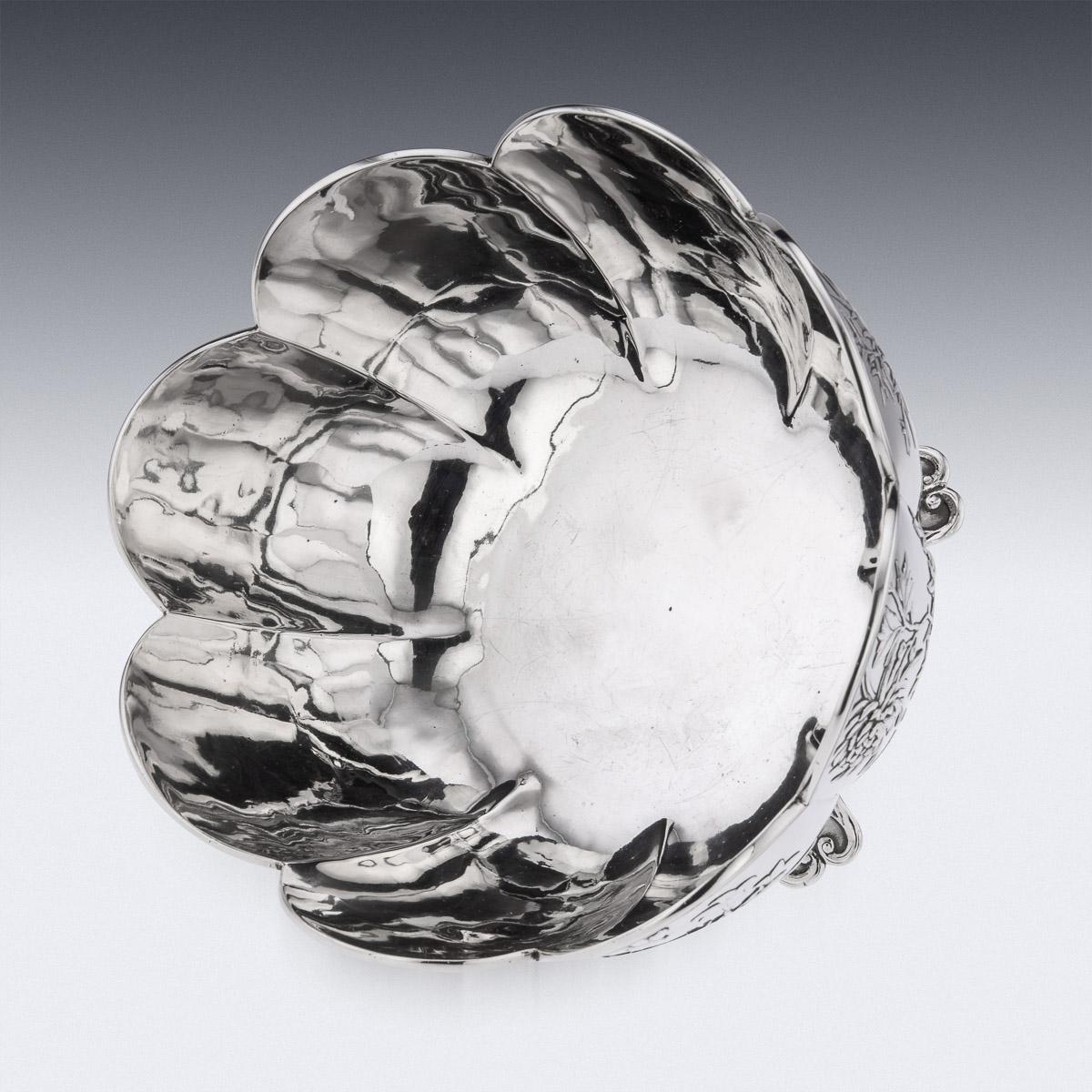 19th Century Chinese Export Solid Silver Bowl on Stand, Wang Hing, c.1890 For Sale 2