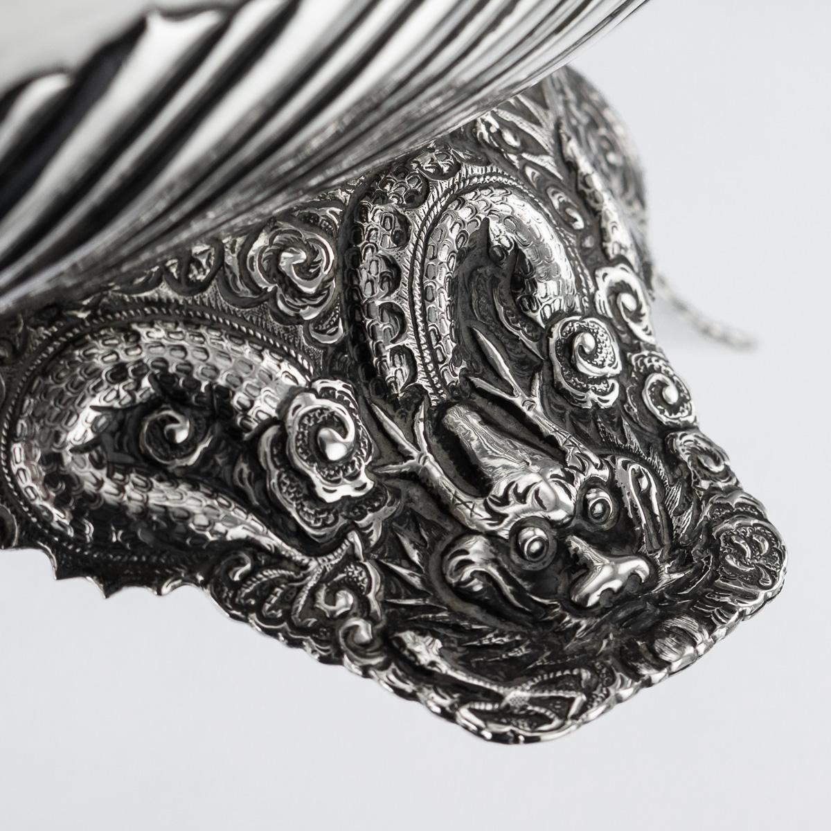 19th Century Chinese Export Solid Silver Bowl, Wing Cheong, Hong Kong c.1890 For Sale 10