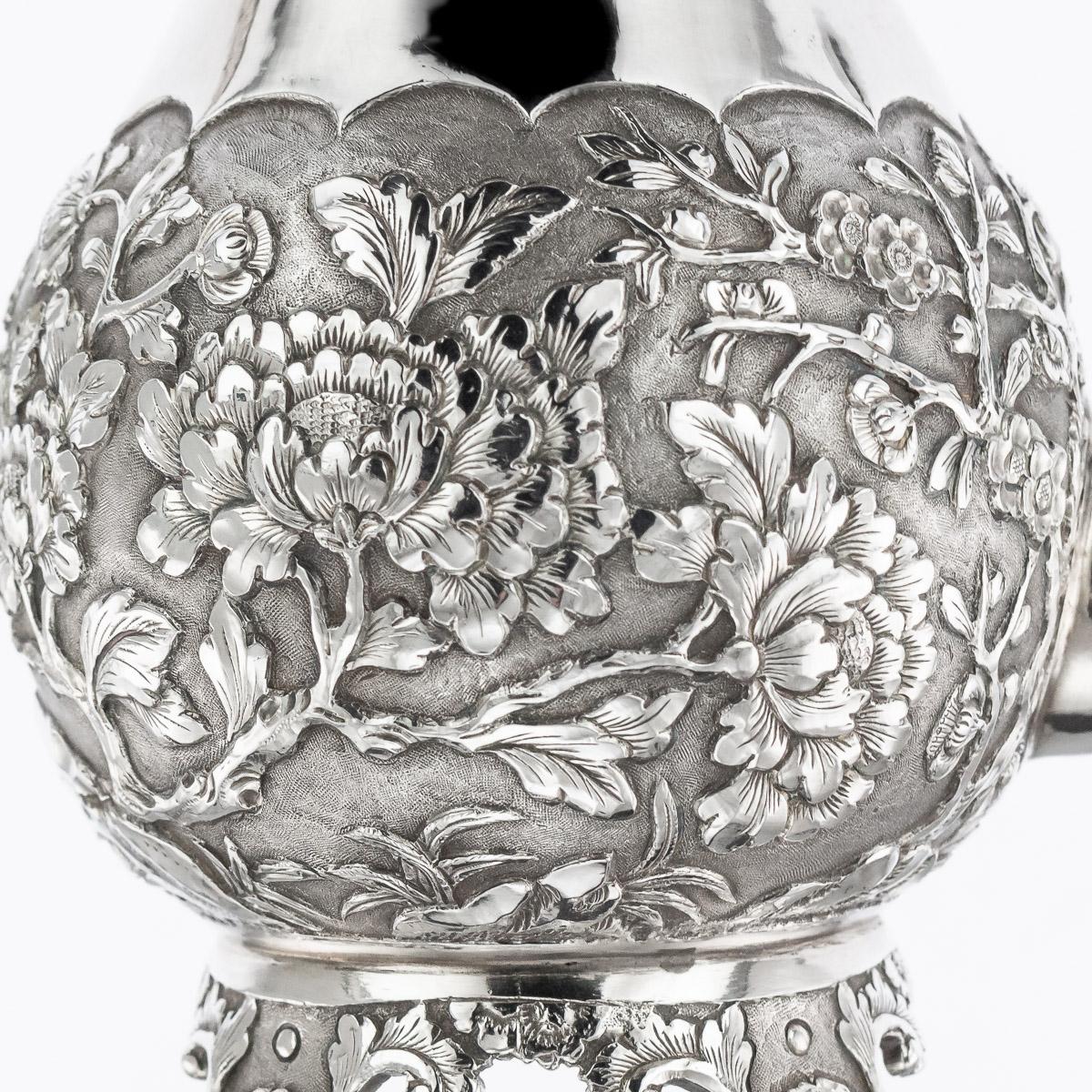 19thc Chinese Export Solid Silver Coffee Pot, Khe Cheong C.1860 5