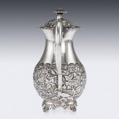 19thc Chinese Export Solid Silver Coffee Pot, Khe Cheong C.1860
