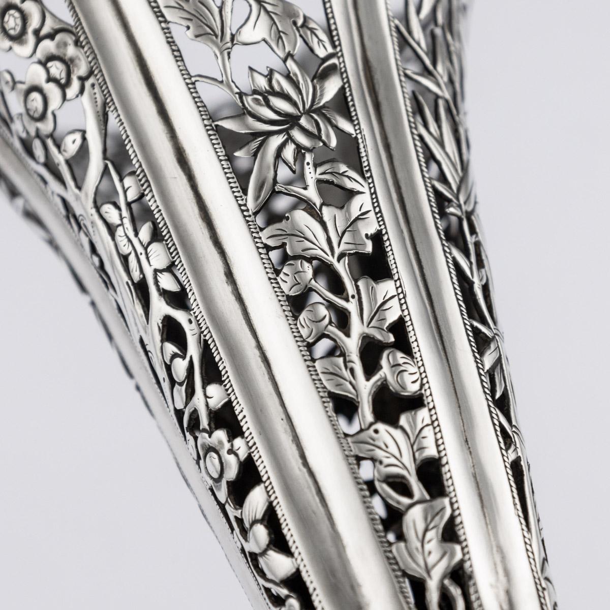 19th Century Chinese Export Solid Silver Dragon Epergne, Hung Chong & Co c 1890 For Sale 7