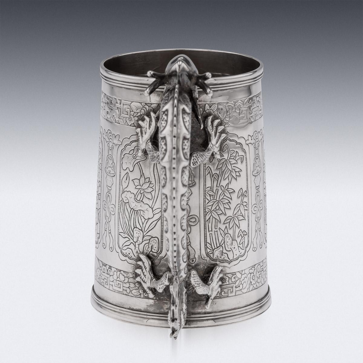 19th Century Chinese Export Solid Silver Dragon Mug, Feng Zhao Ji, c.1870 1