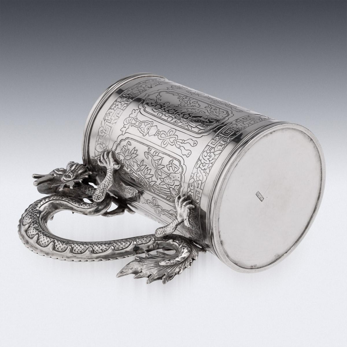 19th Century Chinese Export Solid Silver Dragon Mug, Feng Zhao Ji, c.1870 2
