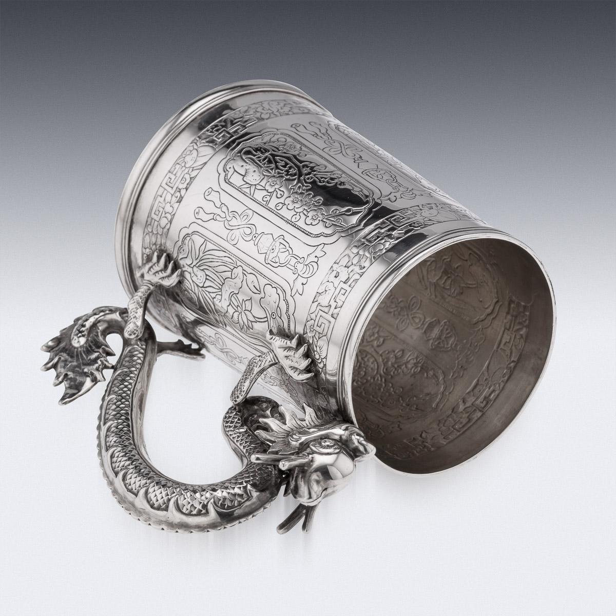 19th Century Chinese Export Solid Silver Dragon Mug, Feng Zhao Ji, c.1870 3