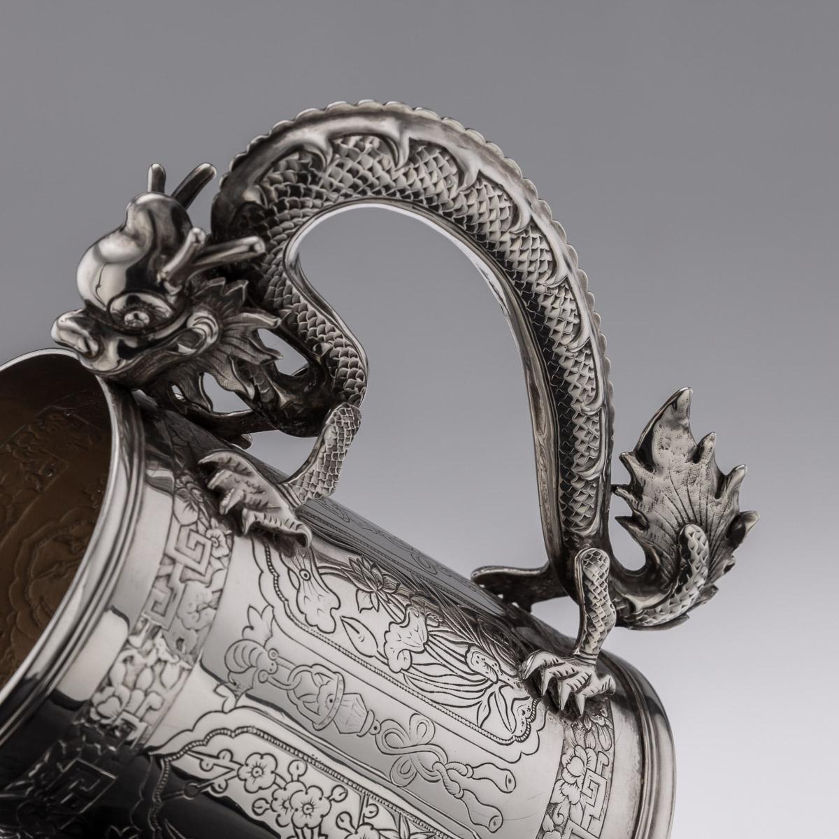 19th Century Chinese Export Solid Silver Dragon Mug, Feng Zhao Ji, c.1870 4